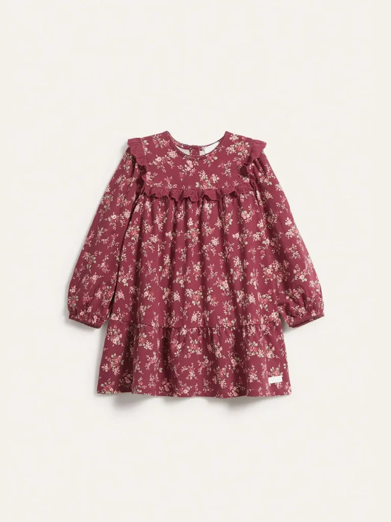 Kids Red Floral Jersey Dress